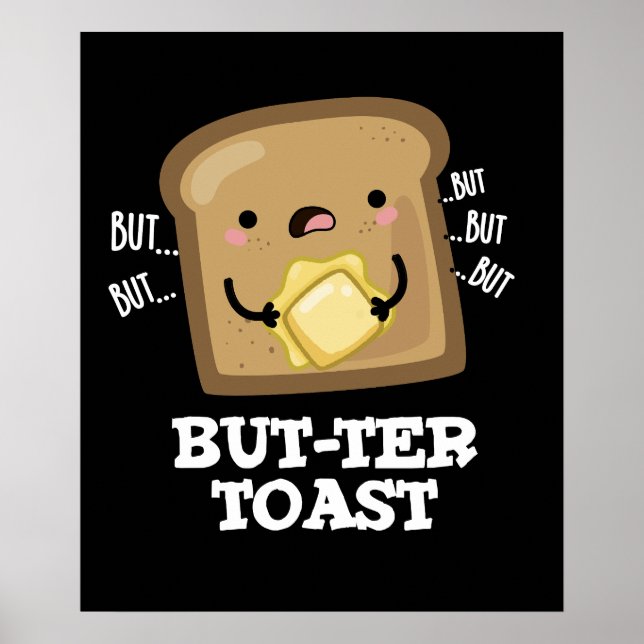 Men Toast Funny Bread Pun Mörk BG Poster (Framsidan)