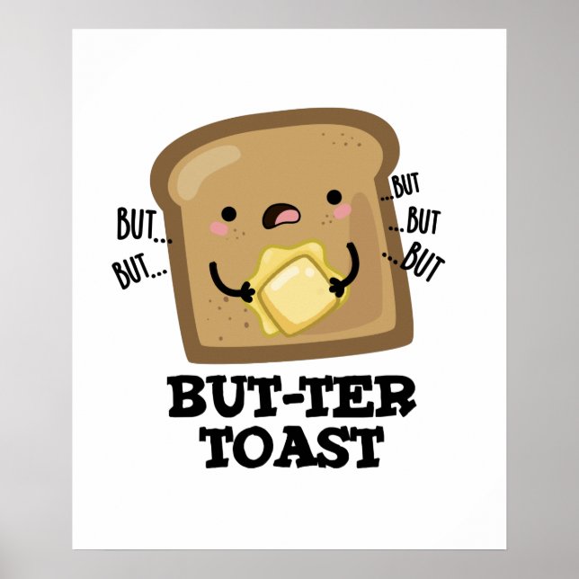 Men Toast Funny Bread Pun Mörk BG Poster (Framsidan)