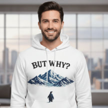 Men Varför? Pingvin Hoodie – Rolig Förvirrad Pingv