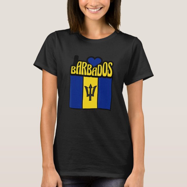 Men Women Proud Barbados Flag Map Barbados Souveni T Shirt (Framsida)