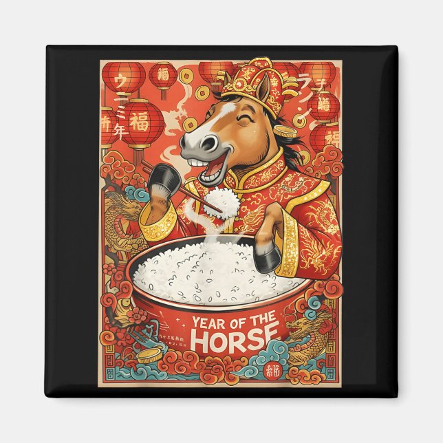Men Zodiac Chinese Horse Ris Magnet (Framsidan)