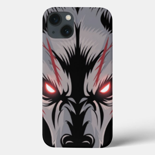 Menacera Varg med Glowing Red Ögon (Baksida)