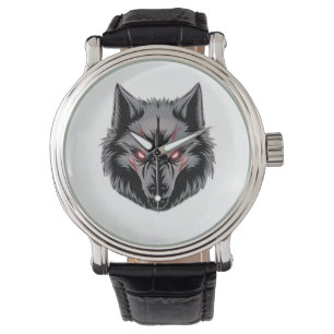 Menacera Varg med Glowing Red Ögon Armbandsur