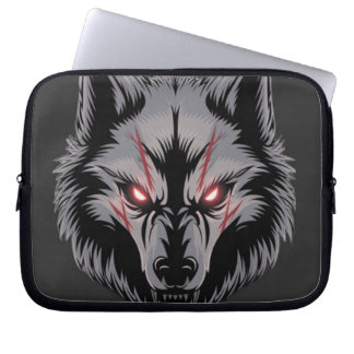 Menacera Varg med Glowing Red Ögon Laptop Fodral