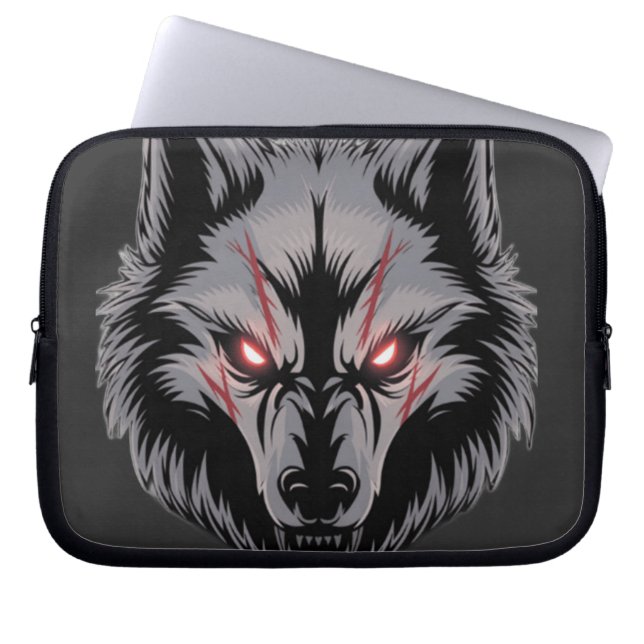 Menacera Varg med Glowing Red Ögon Laptop Fodral (Framsidan)