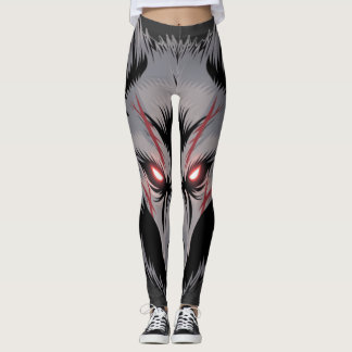 Menacera Varg med Glowing Red Ögon Leggings