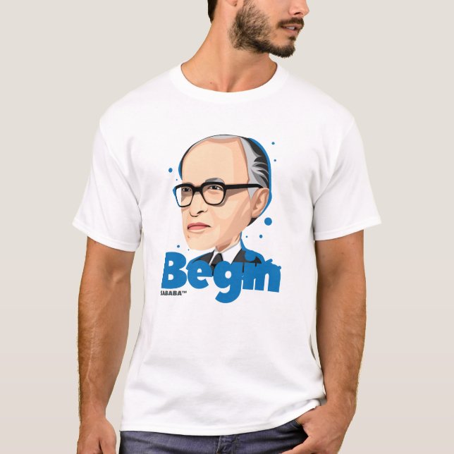 Menachem börjar israelisk premiärminister t shirt (Framsida)