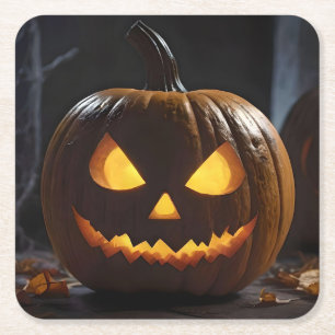 Menacing Halloween Pumpkin Underlägg Papper Kvadrat