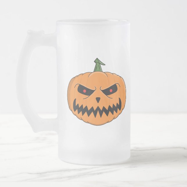 Menacing Jack O'Lantern Halloween Frostat Ölglas (Vänster)