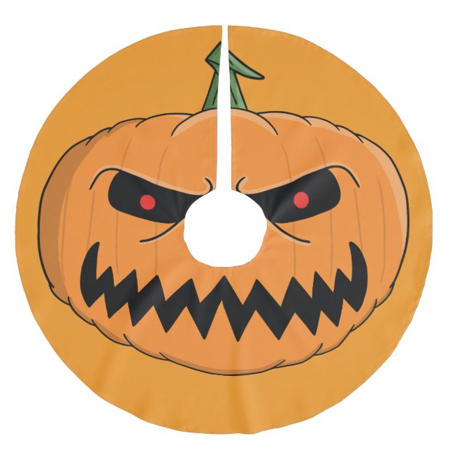 Menacing Jack O'Lantern Halloween Julgransmatta Borstad Polyester (Framsidan)