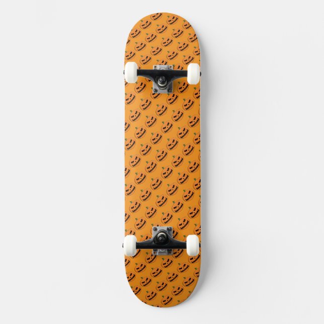 Menacing Jack O'Lantern Halloween Mini Skateboard Bräda 18,5 Cm (Framsida)