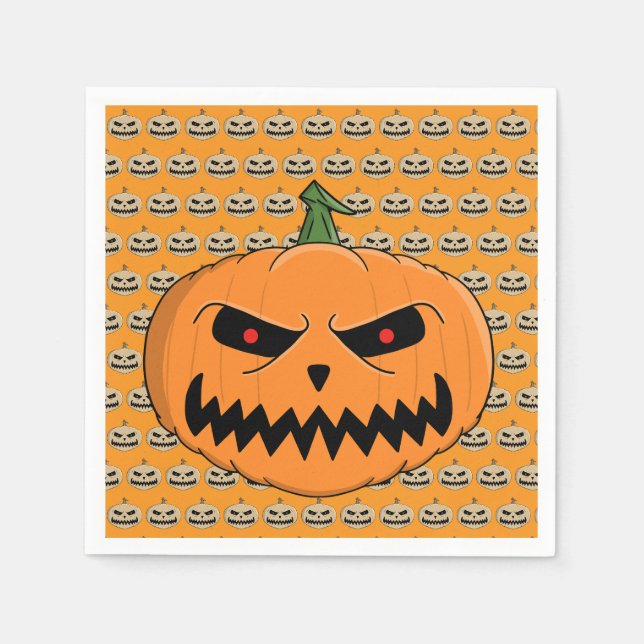 Menacing Jack O'Lantern Halloween Pappersservett (Framsidan)