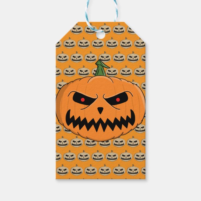 Menacing Jack O'Lantern Halloween Presentetikett (Framsidan)