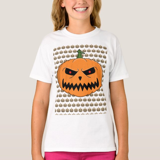 Menacing Jack O'Lantern Halloween T Shirt (Framsida)