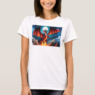Menacing Red Dragon Ställande T-shirt