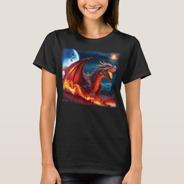 Menacing Red Dragon T-shirt (Framsida)