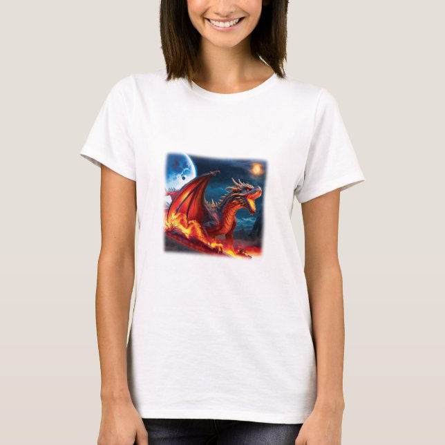 Menacing Red Dragon T-shirt (Framsida)