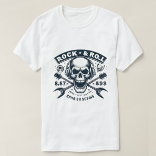 Menacing Skull & Crossbone Sten Band Logotyp T-Shi T Shirt