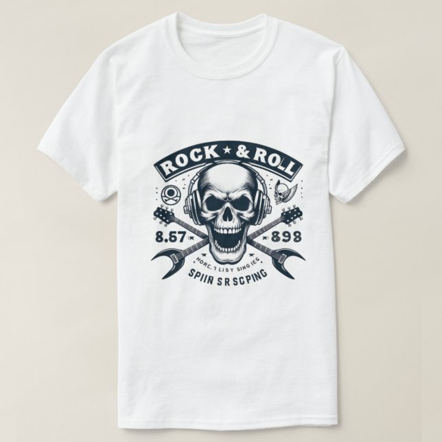 Menacing Skull & Crossbone Sten Band Logotyp T-Shi T Shirt (Design framsida)