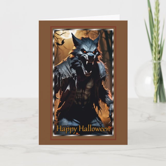 Menacing Werevaro Halloween Card Kort (Framsida)