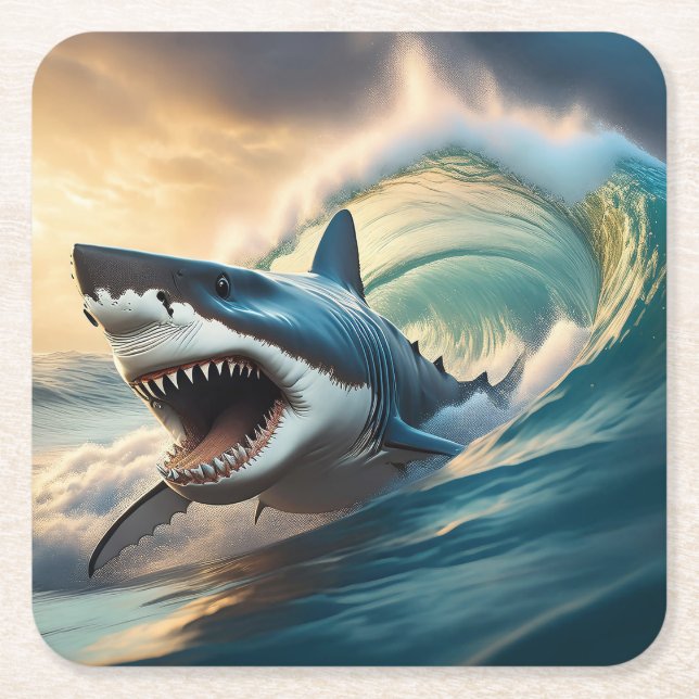 Menacingshaj Underlägg Papper Kvadrat (Framsidan)