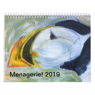 Menagerie! Kalender-original djurkonstverk 2019 Kalender