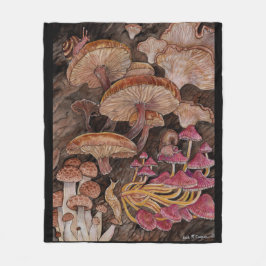 Menagerie of Mushroom Fleece Blanket
