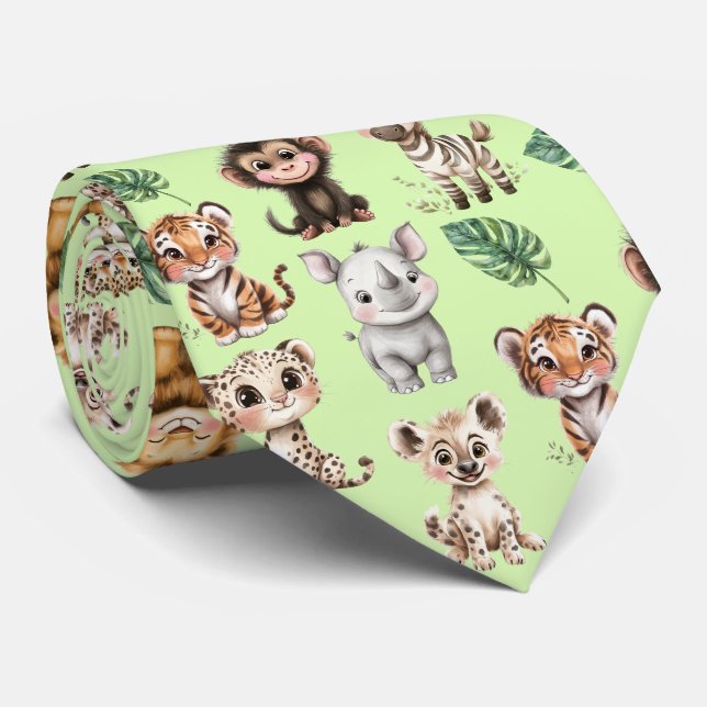Menagerie of Safari Animals Neck Tie Slips (Rullad)