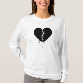 Mended Midnight: Stitched Obsidian Heart T Shirt
