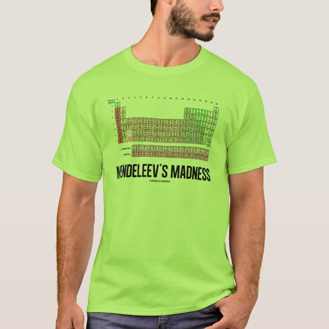 Mendeleevs noja (det periodiska bord av inslag) tee shirt (Framsida)