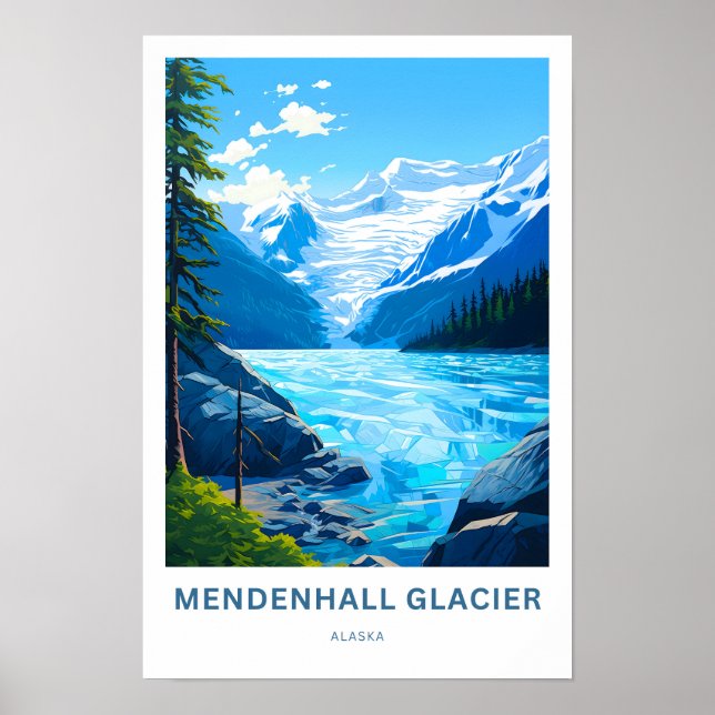 Mendenhall Glacier Alaska Travel Print Poster (Framsidan)