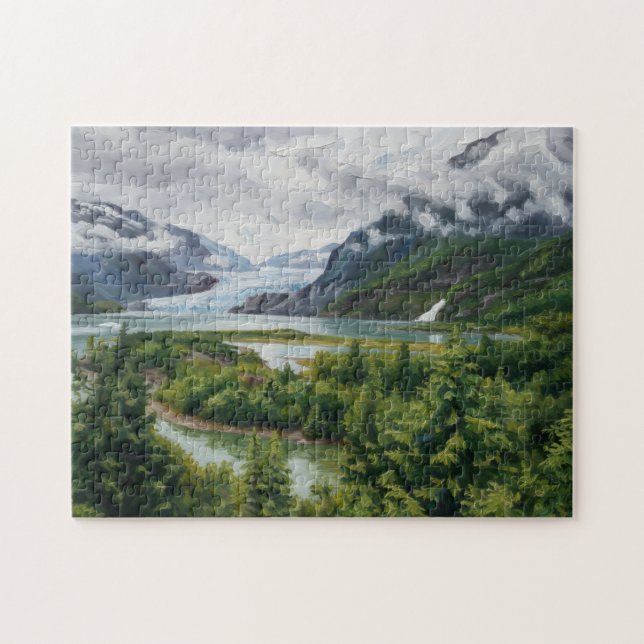 Mendenhall Glacier National Forest Puzzle Pussel (Horisontell)