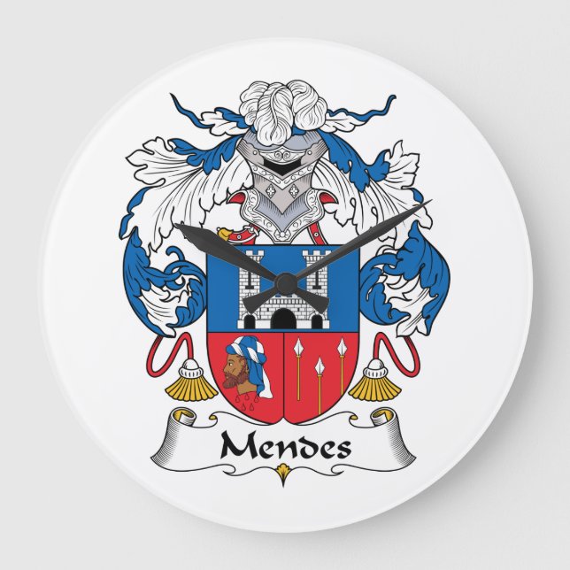 Mendes Family Crest Stor Klocka (Framsida)