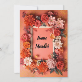 Mendhi-inbjudan för färgad orange inbjudningar