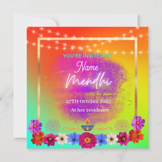 Mendhi-inbjudan Inbjudningar (Framsida)