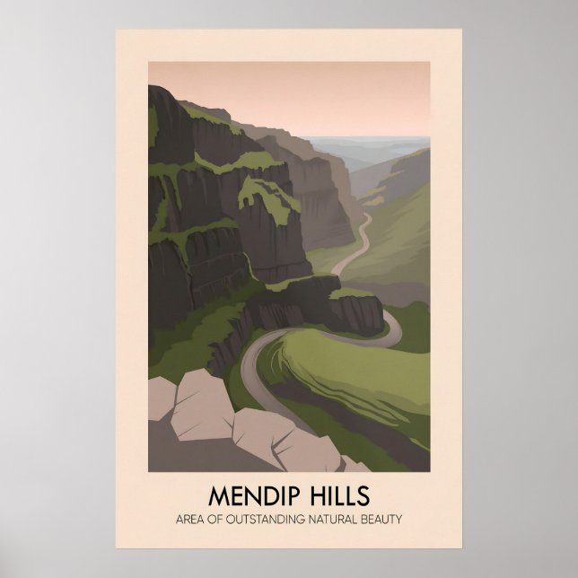 Mendip Hills AONB Reseskylt Poster (Framsidan)
