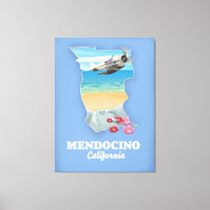 Mendocino California karta Canvastryck
