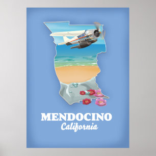 Mendocino Kalifornien karta Poster