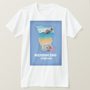 Mendocino Kalifornien karta T Shirt