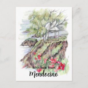 Mendocino Kalifornien kustlinje altan blommor Vykort