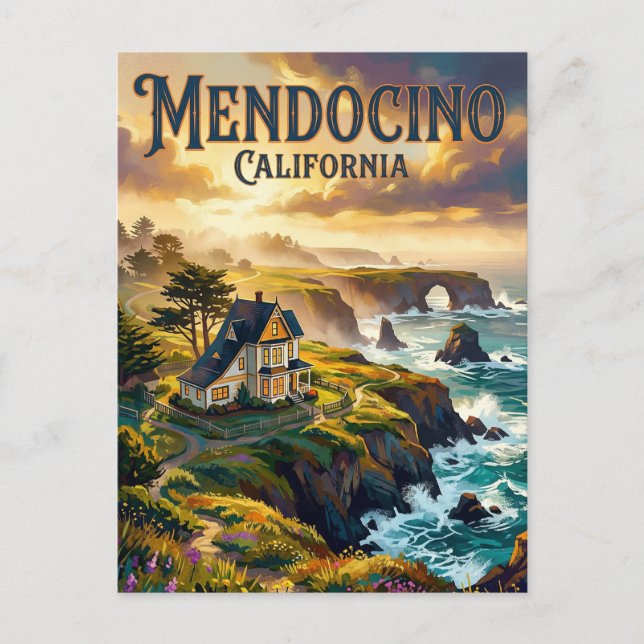 Mendocino Kalifornien Vykort (Framsida)