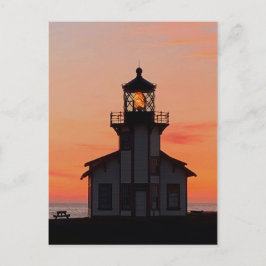 MENDOCINO Lighthouse Point Cabrillo Sunset Vykort