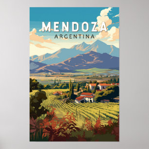 Mendoza Argentina Resa Konst Vintage Poster