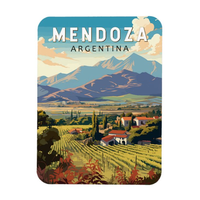 Mendoza Argentina Travel Art Vintage Magnet (Vertikal)