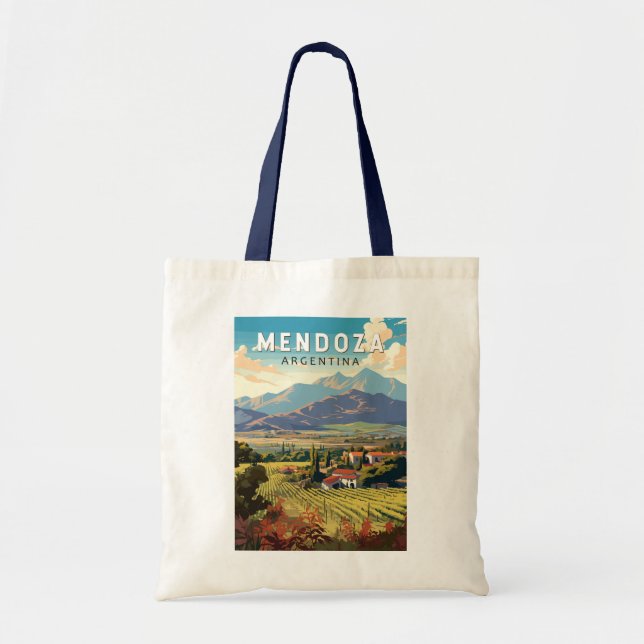 Mendoza Argentina Travel Art Vintage Tygkasse (Framsidan)