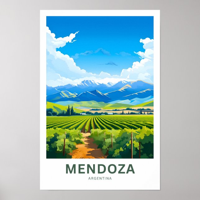 Mendoza Argentina Travel Skriv ut Poster (Framsidan)