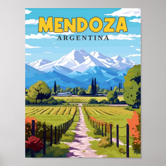 Mendoza Argentina vintage resor illustration Poster (Framsidan)