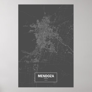 Mendoza, Argentina (vit på svart) Poster