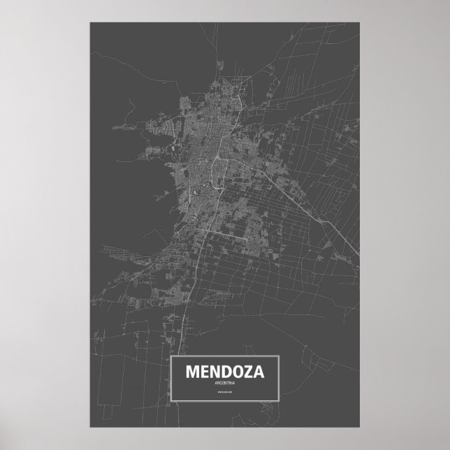 Mendoza, Argentina (vit på svart) Poster (Framsidan)
