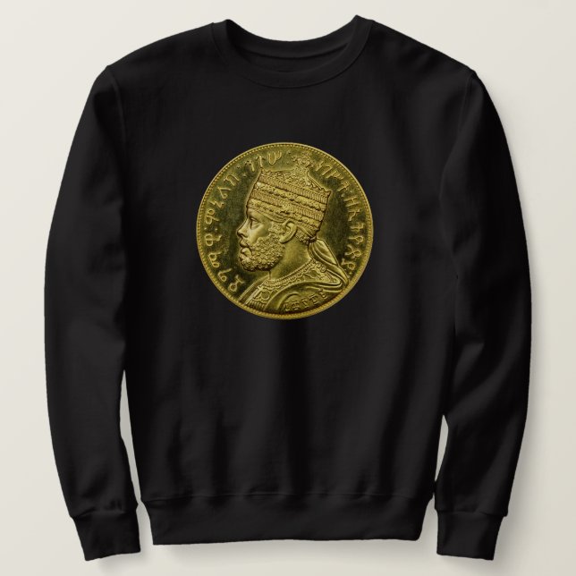 Menelik II Rastafari Emperor Rasta Roots Sweater Lång Ärmad Tröja (Design framsida)